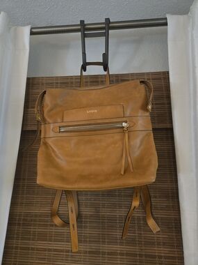 Lodis Tan Leather Backpack